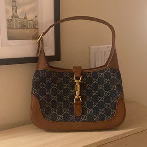 GUCCI 1961 Denim Jackie Kennedy Shoulder Bag w/ Adjustable Strap - Small